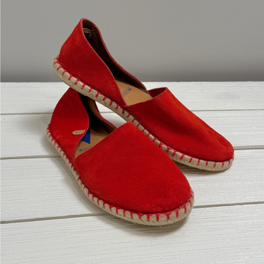 Fun Verbenas Coral Red Espadrille Flats Size 40 Women’s
